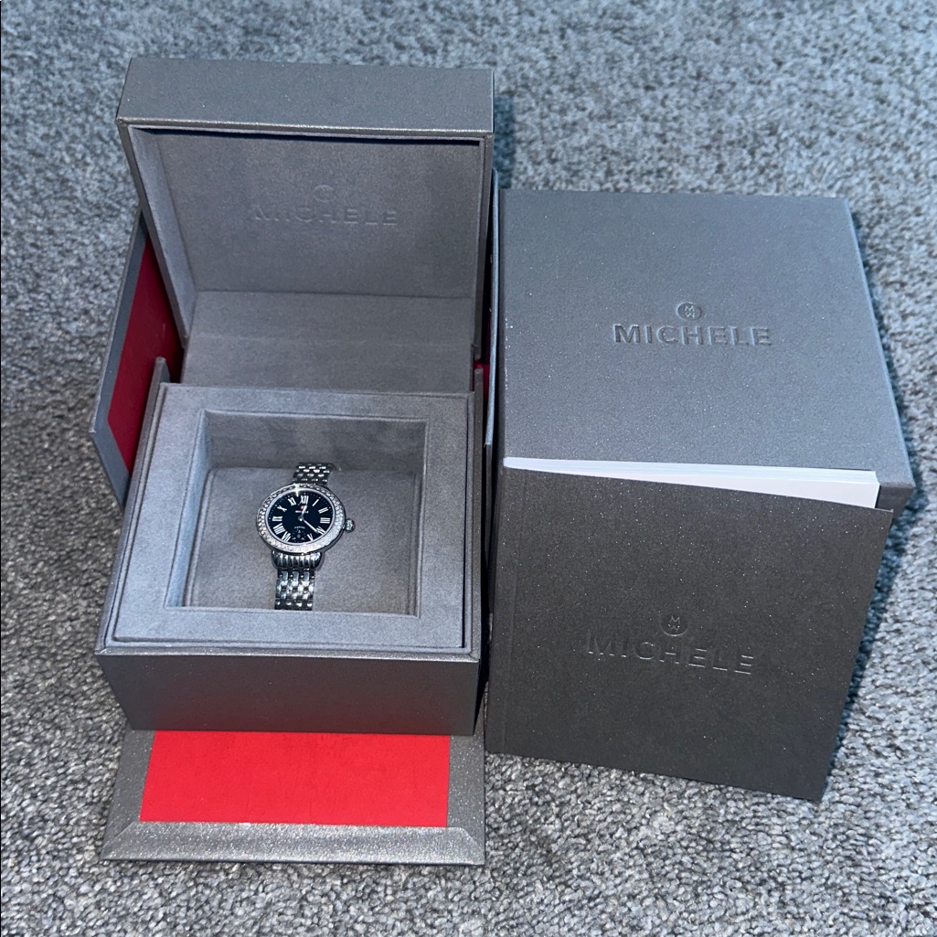 Michele Classic Silver And Black Timepiece